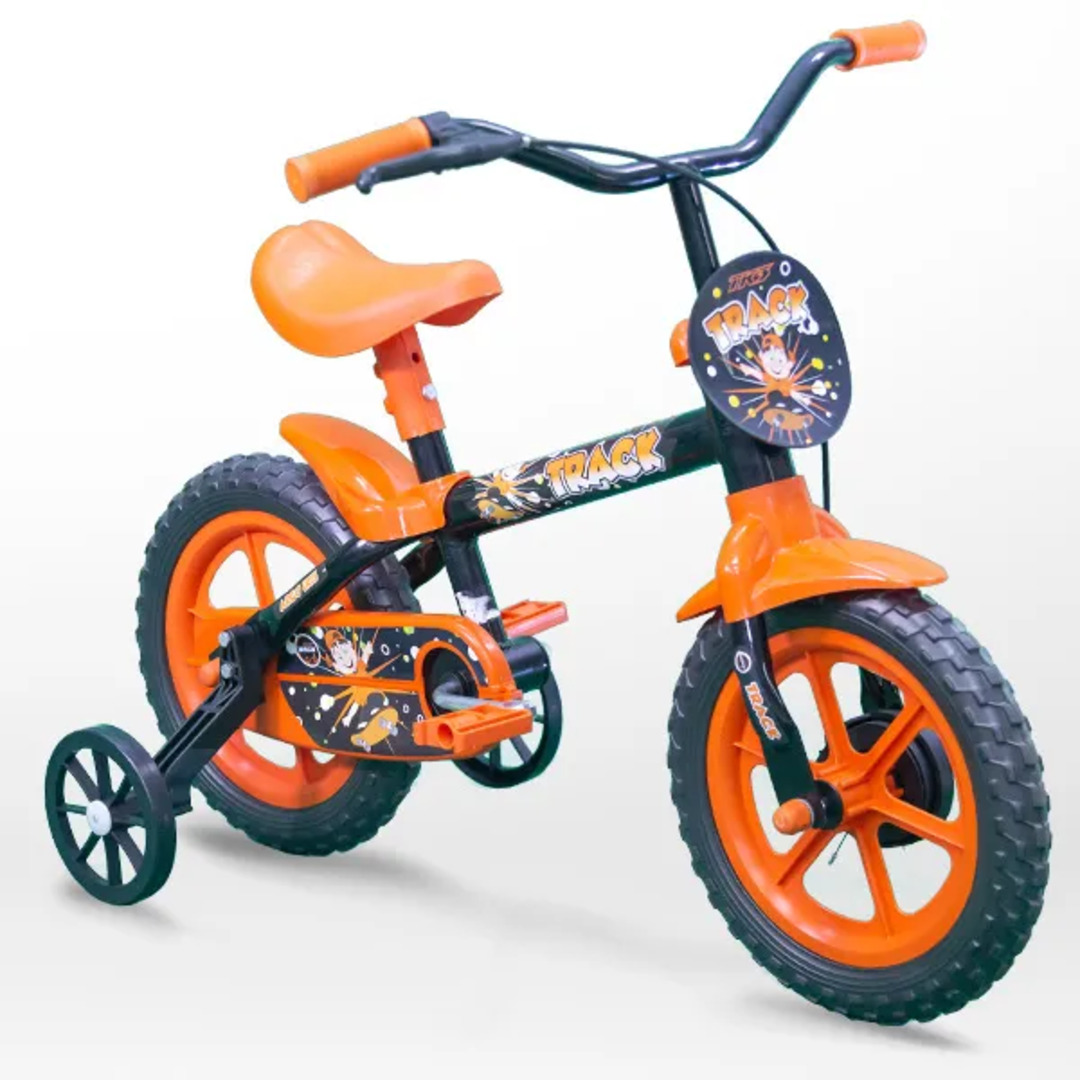 Bicicleta Infantil TK3 Aro 12 Arco Iris Preto e Laranja